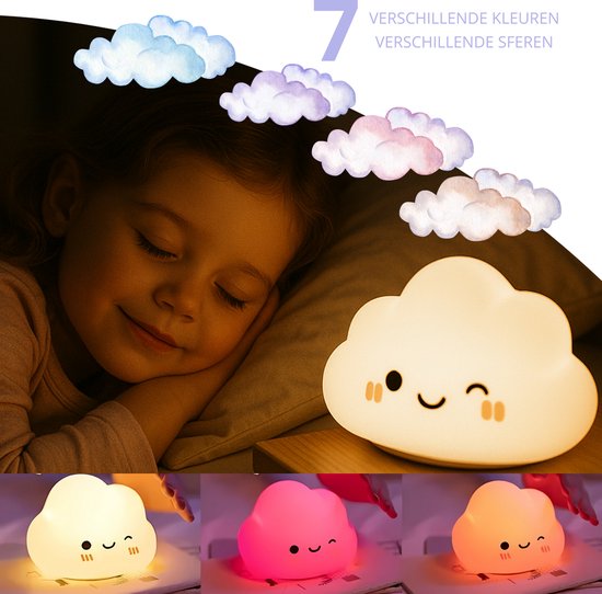 Twenty4seven® LED Wolk Nachtlampje - Kinderkamer & Slaapkamer - Stopcontact met Touch Functie - Dimbaar Nachtlampjes Voor Kinderen, Baby & Volwassenen